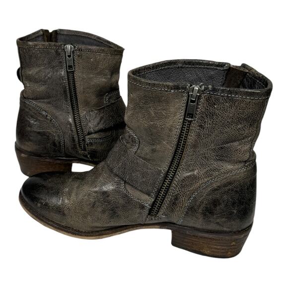 Seychelles Weekenders Distressed Leather Moto Boots 7.5 Brown Ankle Booties Edgy - Picture 6 of 10